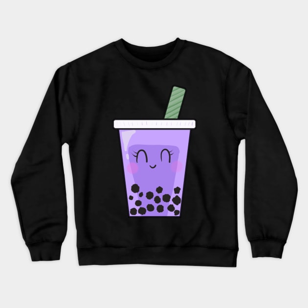 Kawaii Boba Taro Bubble Tea Ube Purple Yam Crewneck Sweatshirt by kristinedesigns